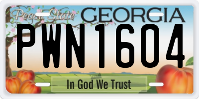 GA license plate PWN1604