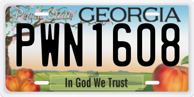 GA license plate PWN1608