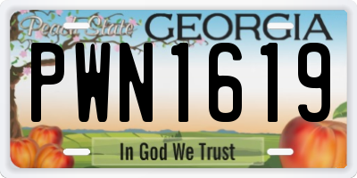 GA license plate PWN1619