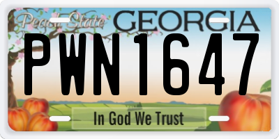GA license plate PWN1647