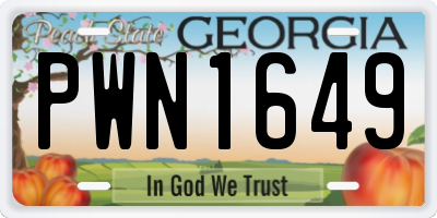 GA license plate PWN1649