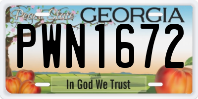 GA license plate PWN1672