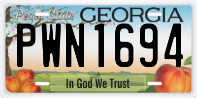 GA license plate PWN1694