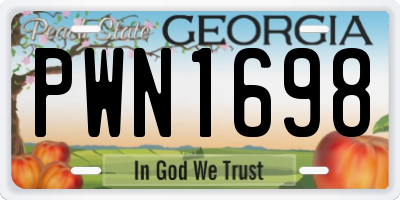 GA license plate PWN1698
