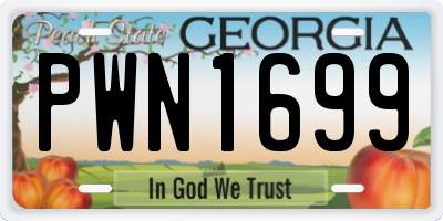 GA license plate PWN1699