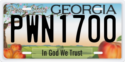 GA license plate PWN1700