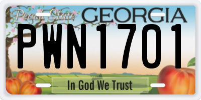 GA license plate PWN1701