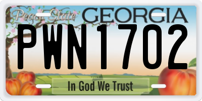 GA license plate PWN1702