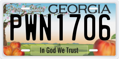 GA license plate PWN1706