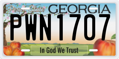 GA license plate PWN1707
