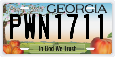 GA license plate PWN1711
