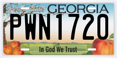 GA license plate PWN1720