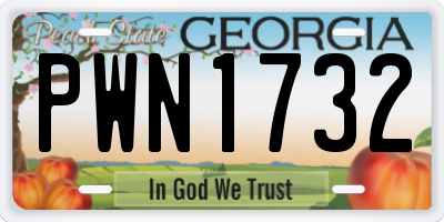 GA license plate PWN1732