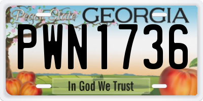 GA license plate PWN1736