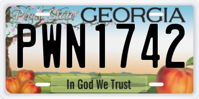 GA license plate PWN1742