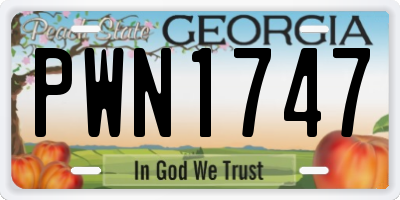 GA license plate PWN1747