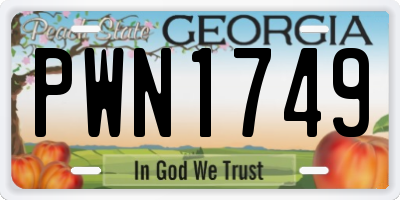 GA license plate PWN1749