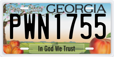 GA license plate PWN1755