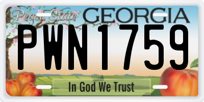 GA license plate PWN1759