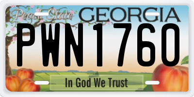 GA license plate PWN1760