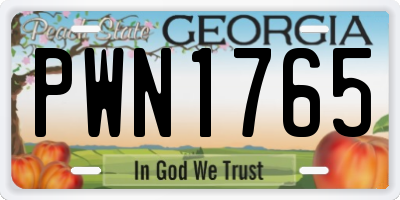 GA license plate PWN1765