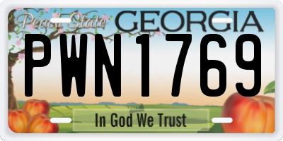 GA license plate PWN1769