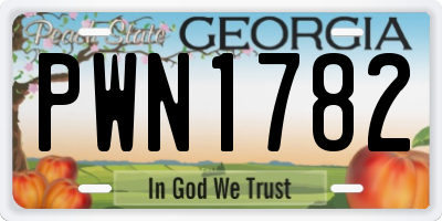 GA license plate PWN1782