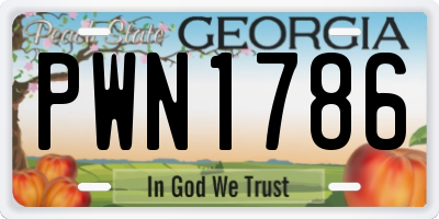 GA license plate PWN1786