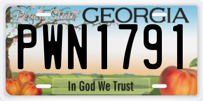 GA license plate PWN1791