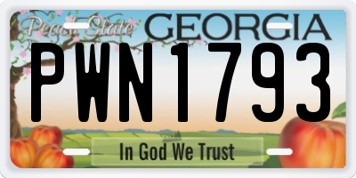 GA license plate PWN1793