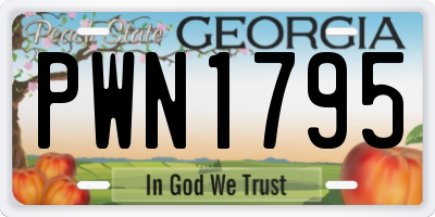 GA license plate PWN1795