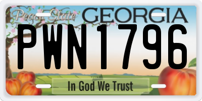 GA license plate PWN1796