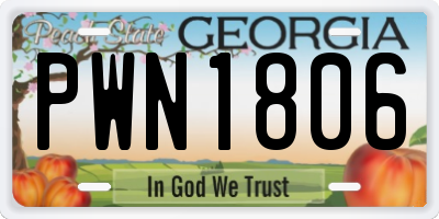 GA license plate PWN1806