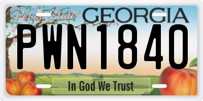 GA license plate PWN1840