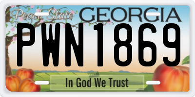 GA license plate PWN1869