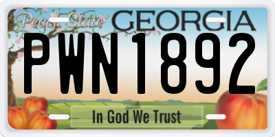 GA license plate PWN1892