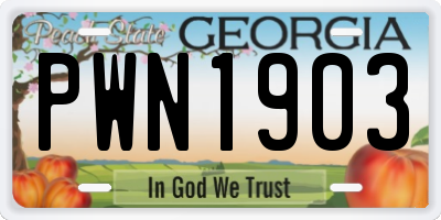 GA license plate PWN1903