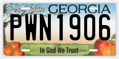 GA license plate PWN1906