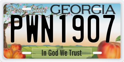GA license plate PWN1907