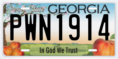 GA license plate PWN1914