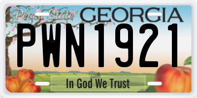 GA license plate PWN1921