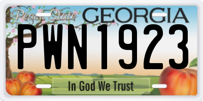GA license plate PWN1923
