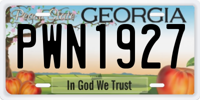 GA license plate PWN1927