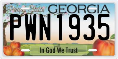 GA license plate PWN1935
