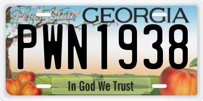 GA license plate PWN1938