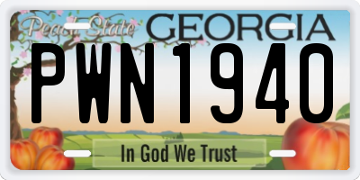 GA license plate PWN1940
