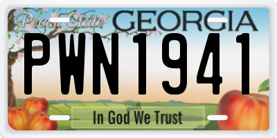 GA license plate PWN1941