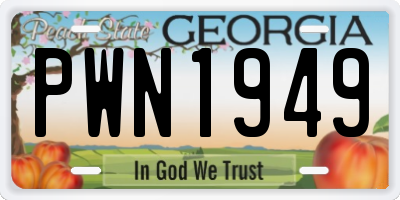 GA license plate PWN1949
