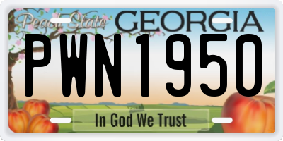 GA license plate PWN1950