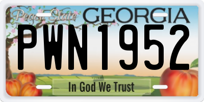 GA license plate PWN1952